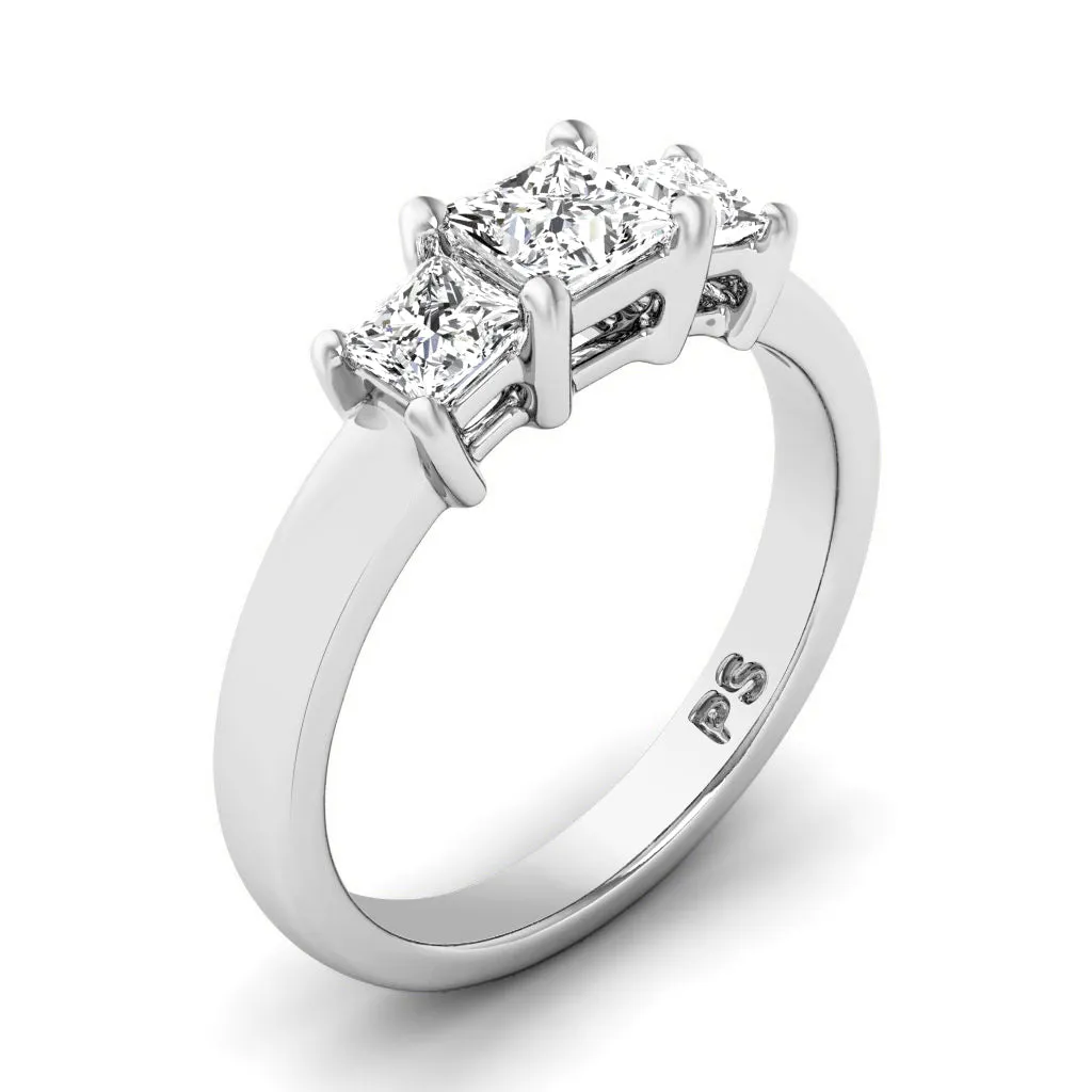 0.30-0.80 CT Princess Cut Diamonds - Three Stone Ring