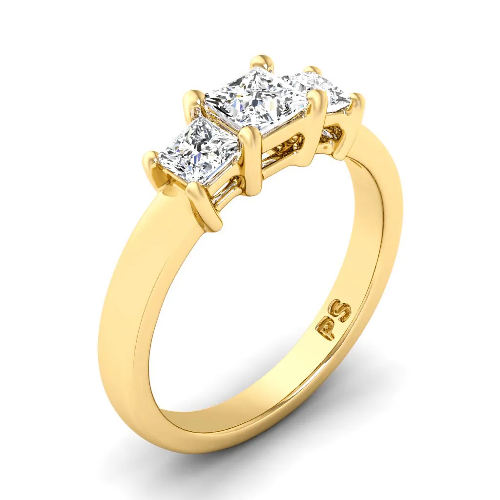 0.30-0.80 CT Princess Cut Diamonds - Three Stone Ring