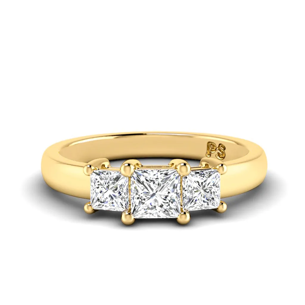 0.30-0.80 CT Princess Cut Diamonds - Three Stone Ring