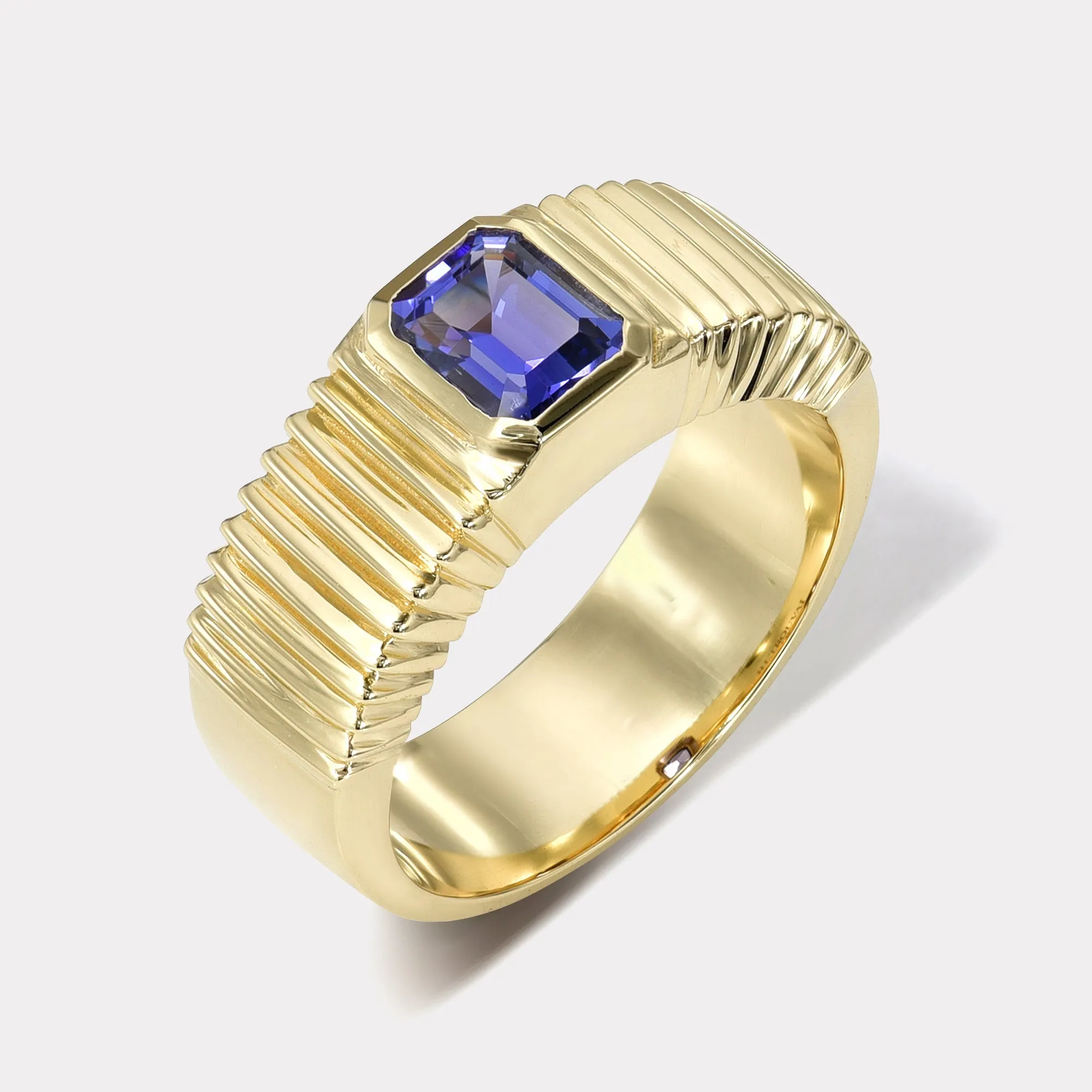 0.50ct Emerald Cut Tanzanite Pleated Solitaire Band