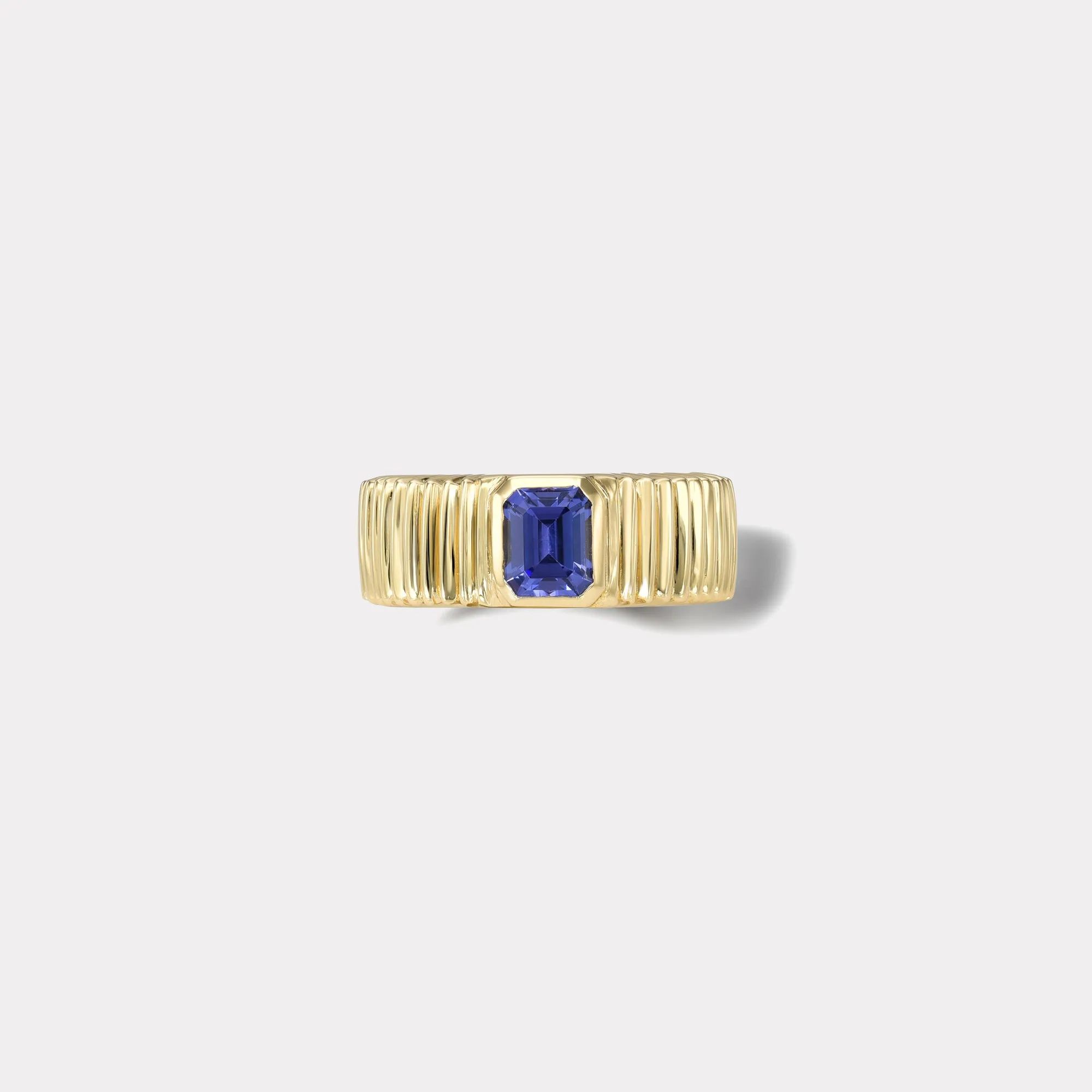 0.50ct Emerald Cut Tanzanite Pleated Solitaire Band