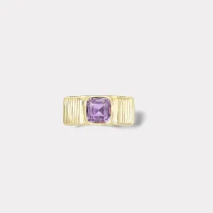 2.06ct GIA Certified Cushion Violet Sapphire Pleated Solitaire Band