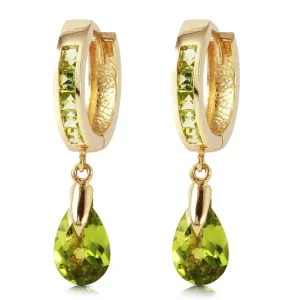 3.9 Carat 14K Solid Yellow Gold Huggie Earrings Dangling Peridot