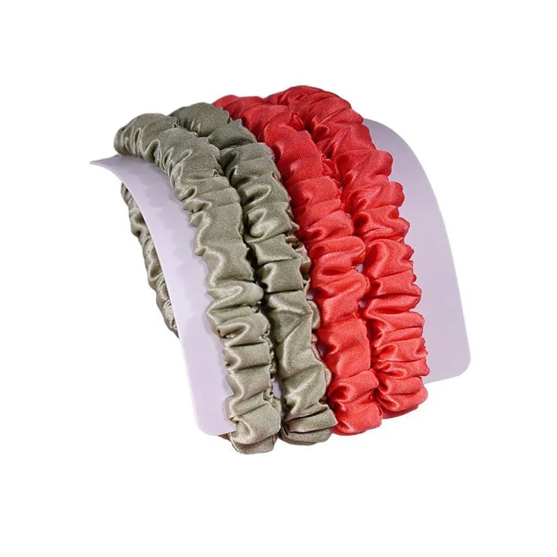 4 Pack Skinny Silk Hair Ties - Playful - dropshipping