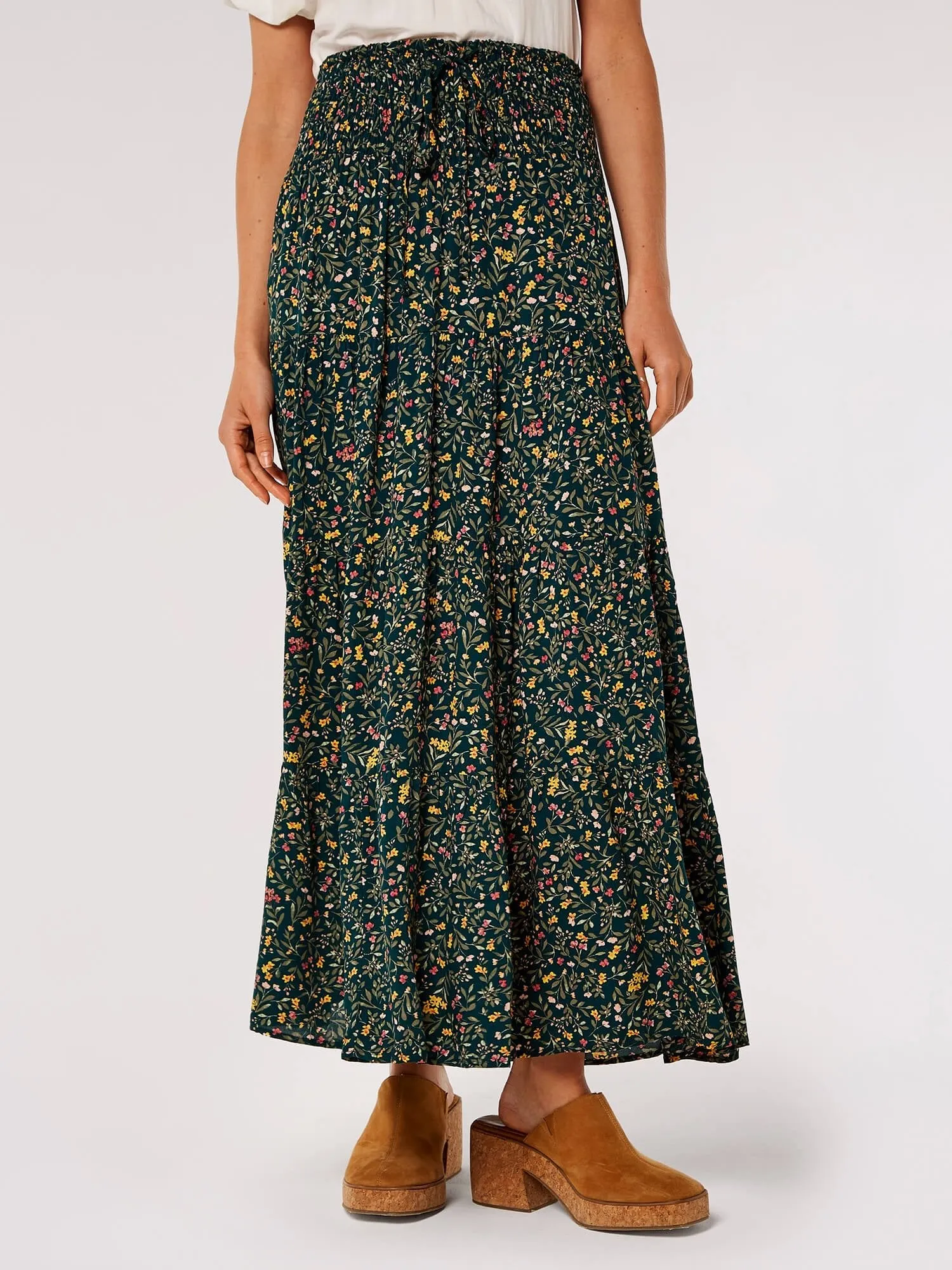 APRICOT - Flower Forest Smock Waist Skirt - 749351 - FINAL SALE