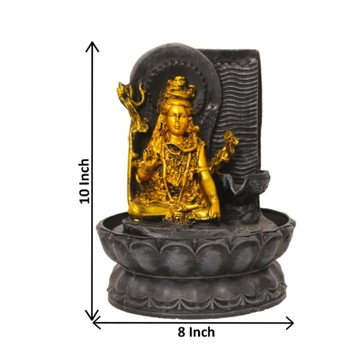 Art N Hub God Shiva Indoor Outdoor Tabletop Fountain for Home Decor Office Decor and Gifting Built Home Decorative Gift Items (20 x 20 x 27 CM | Grey Golden)