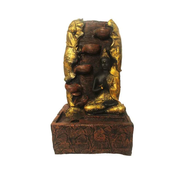 Art N Hub Loard Gautm Buddha Home Decorative Water Fountain Best Home and Office Inauguration Gift Items | Built (30 x 20 x 53 CM | Brown & Golden)