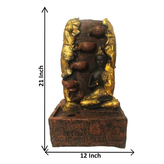 Art N Hub Loard Gautm Buddha Home Decorative Water Fountain Best Home and Office Inauguration Gift Items | Built (30 x 20 x 53 CM | Brown & Golden)