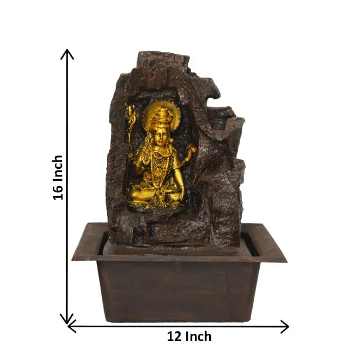 Art N Hub Lord Shiva Indoor Outdoor Water Fountain for Home Vastu and Temple Decoration Best Home Inauguration Gift Items Showpiece (30 x 24 x 41 CM | Brown Golden)