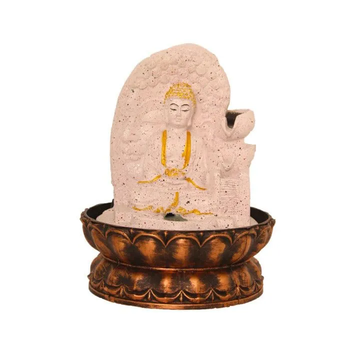 Art N Hub meditation buddha Indoor Outdoor Tabletop Water Fountain for Home Decor This Is Best Home Decor Items for Living Room | Housewarming Gift Items (20 x 20 x 26 CM | Dotted Pink Golden)