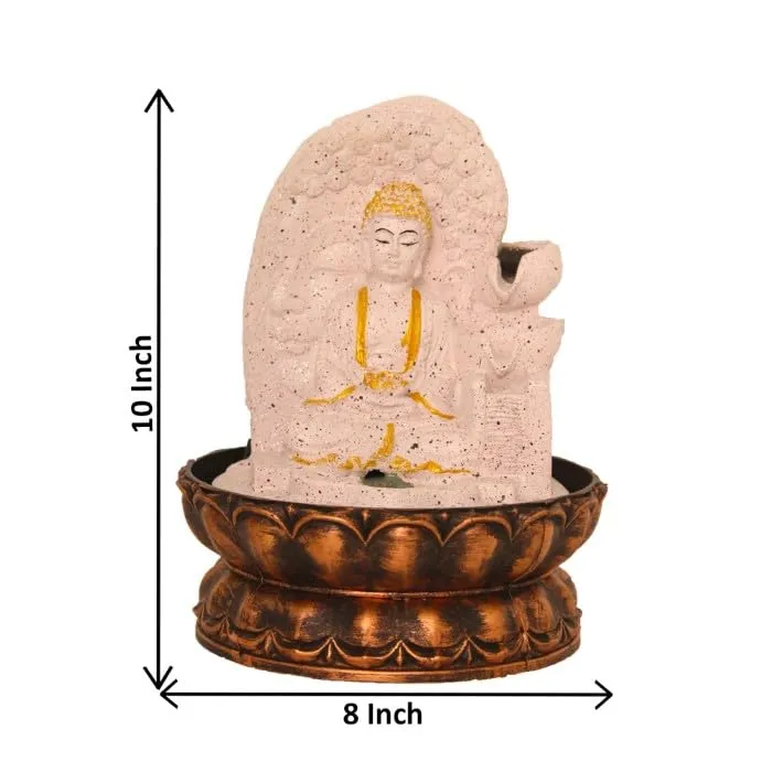 Art N Hub meditation buddha Indoor Outdoor Tabletop Water Fountain for Home Decor This Is Best Home Decor Items for Living Room | Housewarming Gift Items (20 x 20 x 26 CM | Dotted Pink Golden)