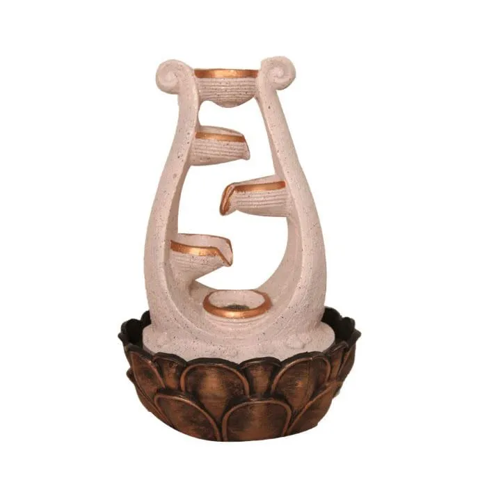 Art N Hub Modern Art Indoor Outdoor Table Top Fengshui Water Fountain Office Decorative Items Best Ornaments for Home Decor (27 x 27 x 41 CM | Dotted Pink Copper)