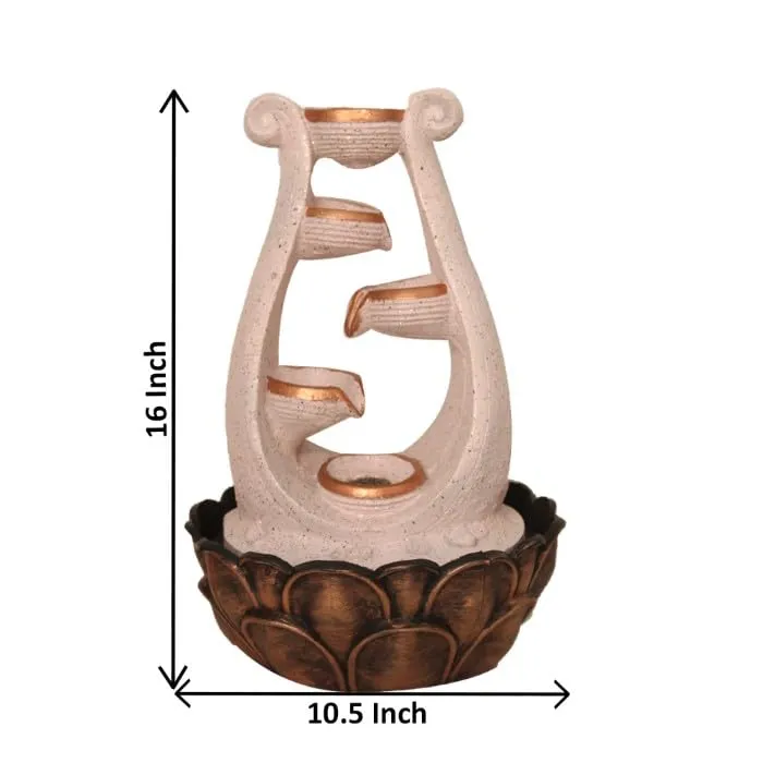 Art N Hub Modern Art Indoor Outdoor Table Top Fengshui Water Fountain Office Decorative Items Best Ornaments for Home Decor (27 x 27 x 41 CM | Dotted Pink Copper)