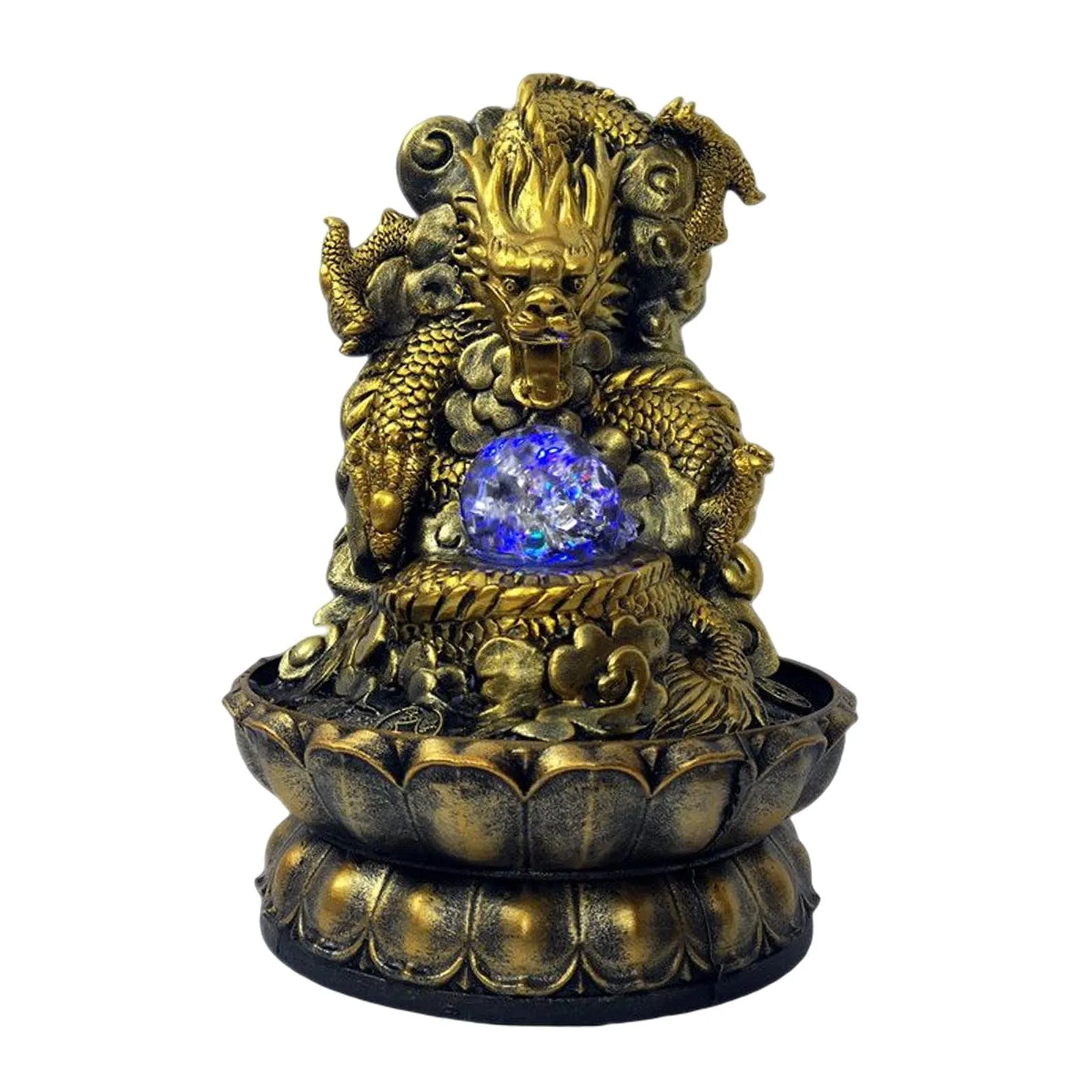 ATORSE® Desktop Water Fountain Feng Shui Waterfall Statue Ornament with Rolling Ball