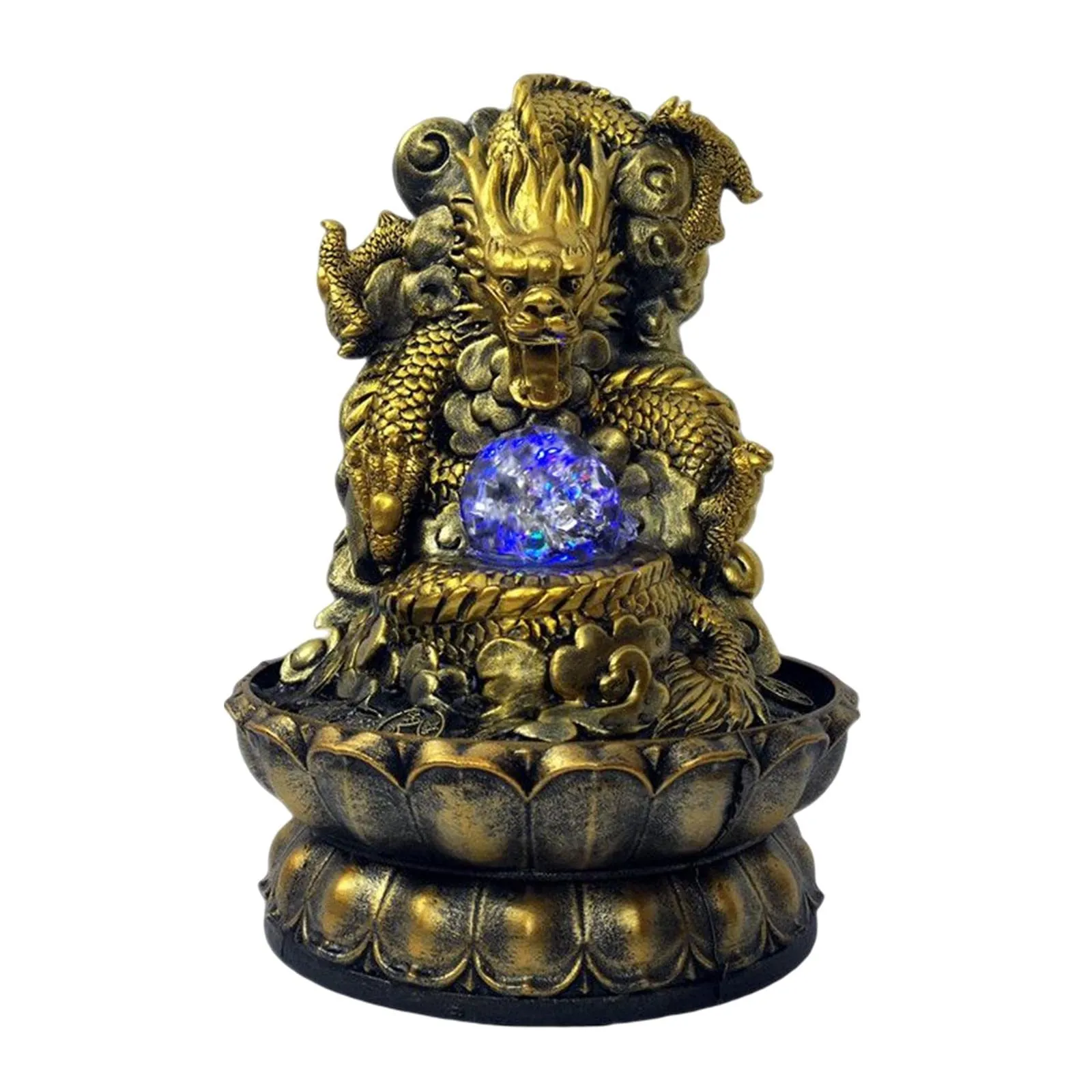 ATORSE® Desktop Water Fountain Feng Shui Waterfall Statue Ornament with Rolling Ball