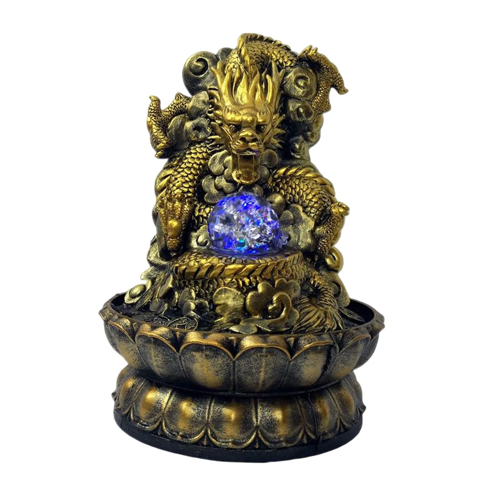 ATORSE® Desktop Water Fountain Feng Shui Waterfall Statue Ornament with Rolling Ball