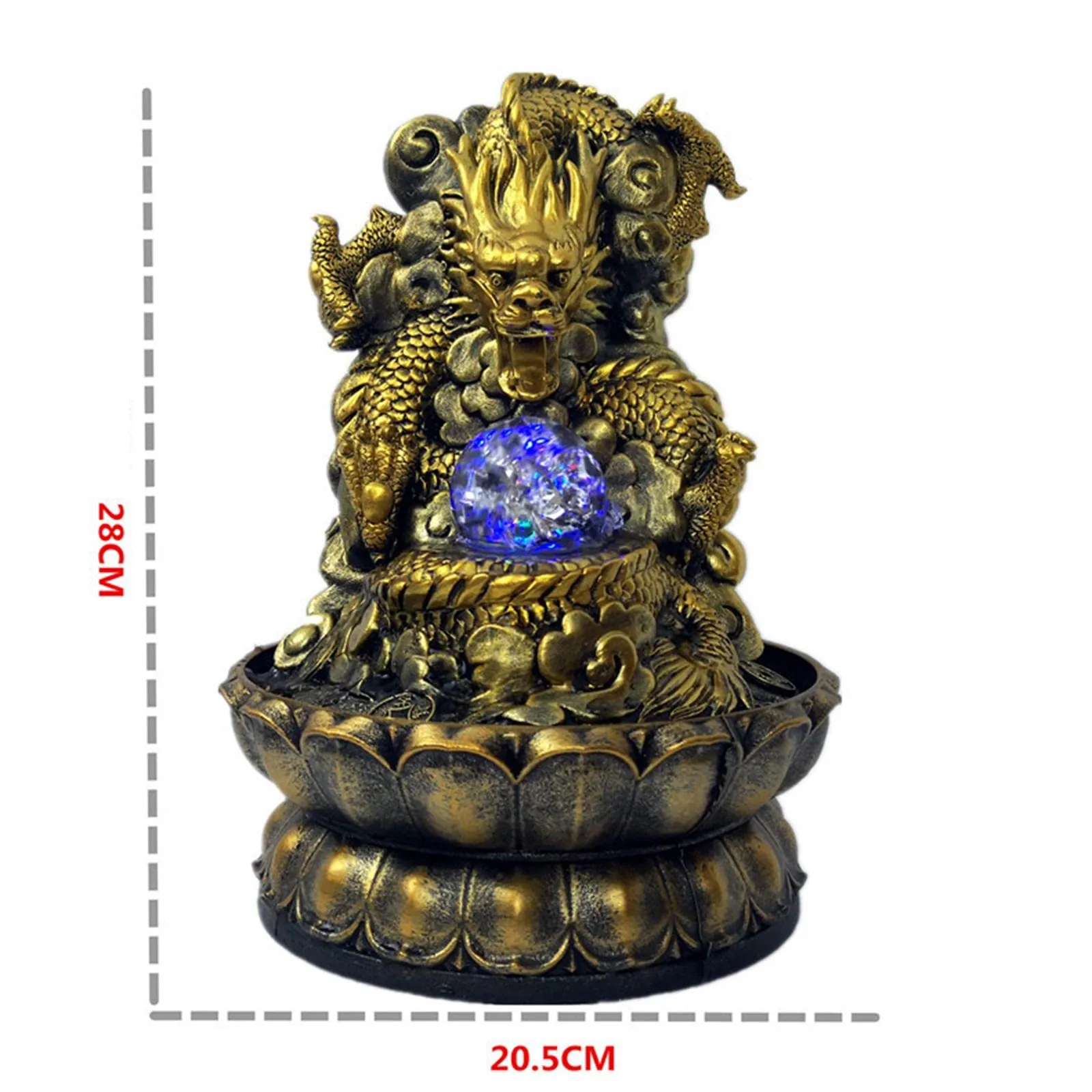 ATORSE® Desktop Water Fountain Feng Shui Waterfall Statue Ornament with Rolling Ball