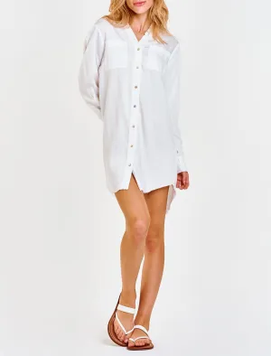 AVERY BUTTON FRONT DRESS WHITE