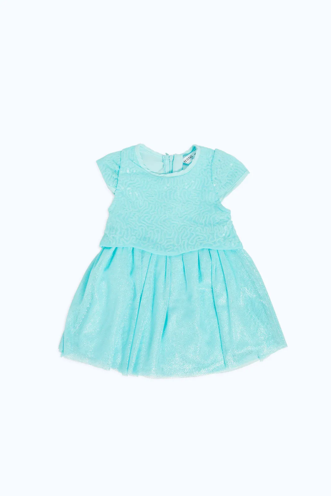 Baby Girl Blue Sequin And Glitter Bottom Dress