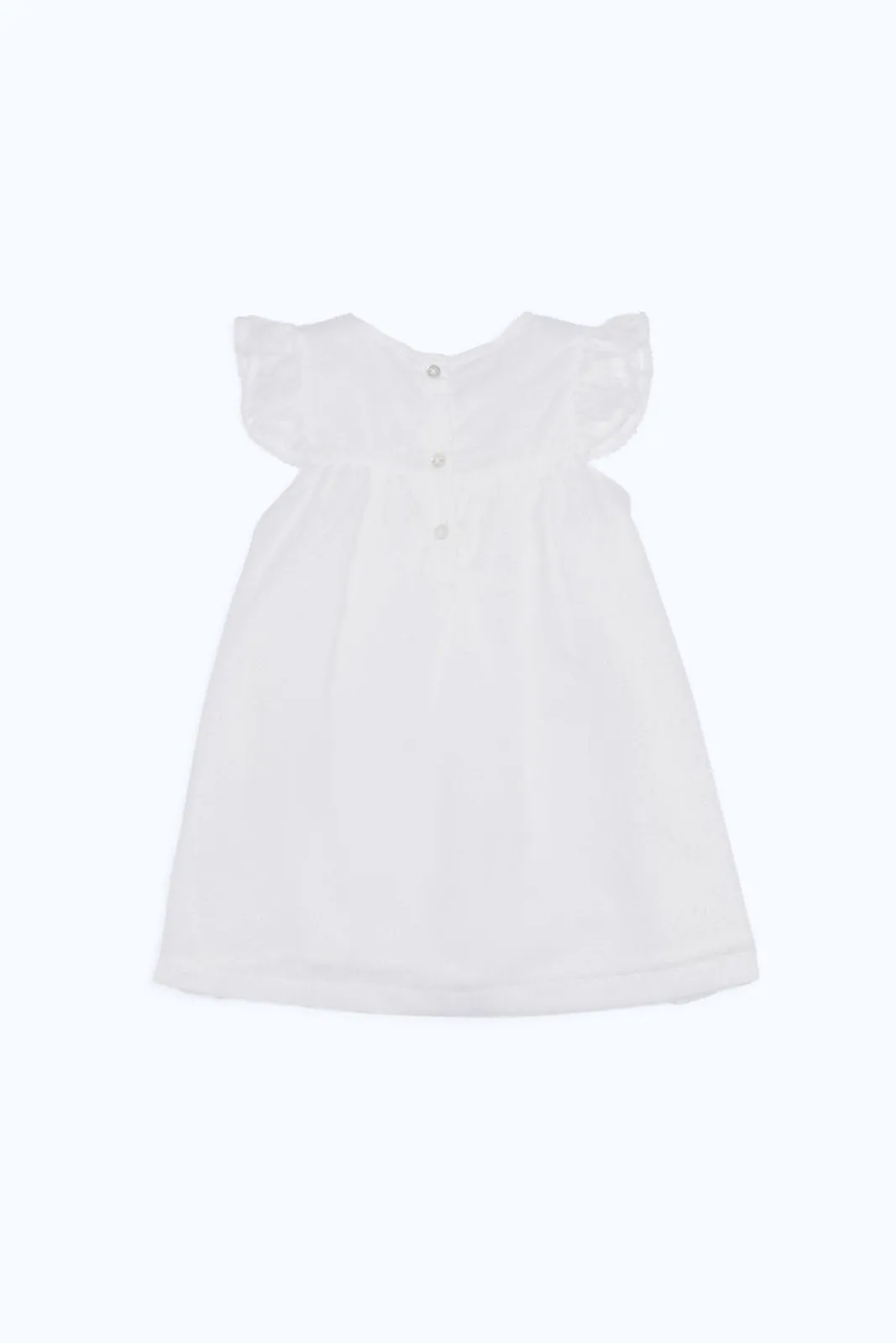 Baby Girls White Dobby Embroidered Dress