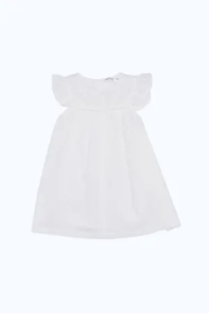 Baby Girls White Dobby Embroidered Dress