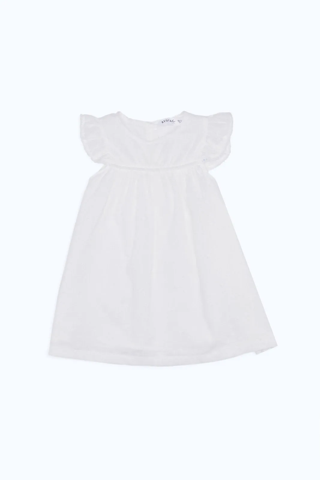 Baby Girls White Dobby Embroidered Dress