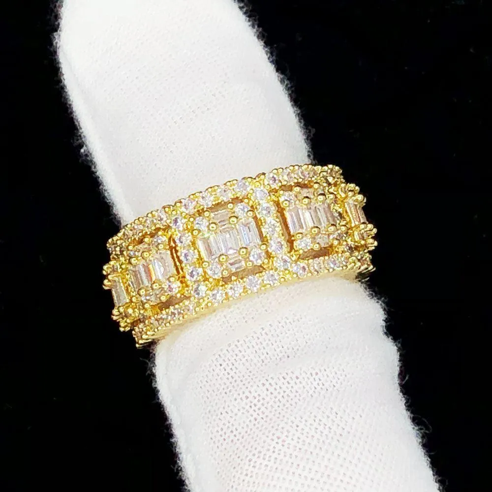 Baguette Cluster CZ Eternity Band Hip Hop Ring