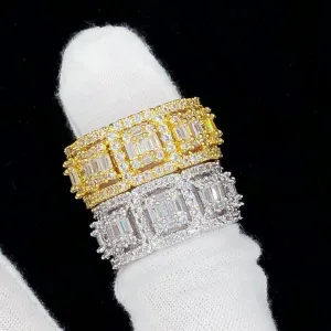 Baguette Cluster CZ Eternity Band Hip Hop Ring