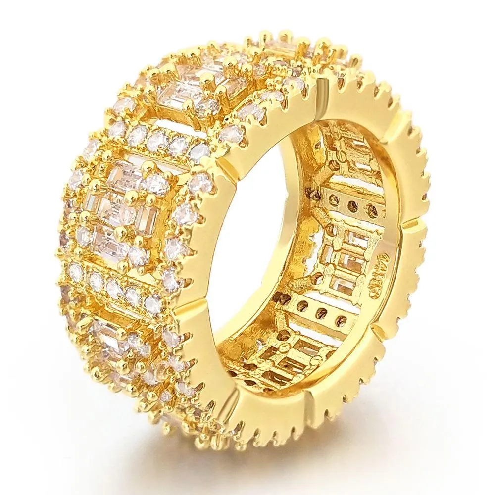 Baguette Cluster CZ Eternity Band Hip Hop Ring