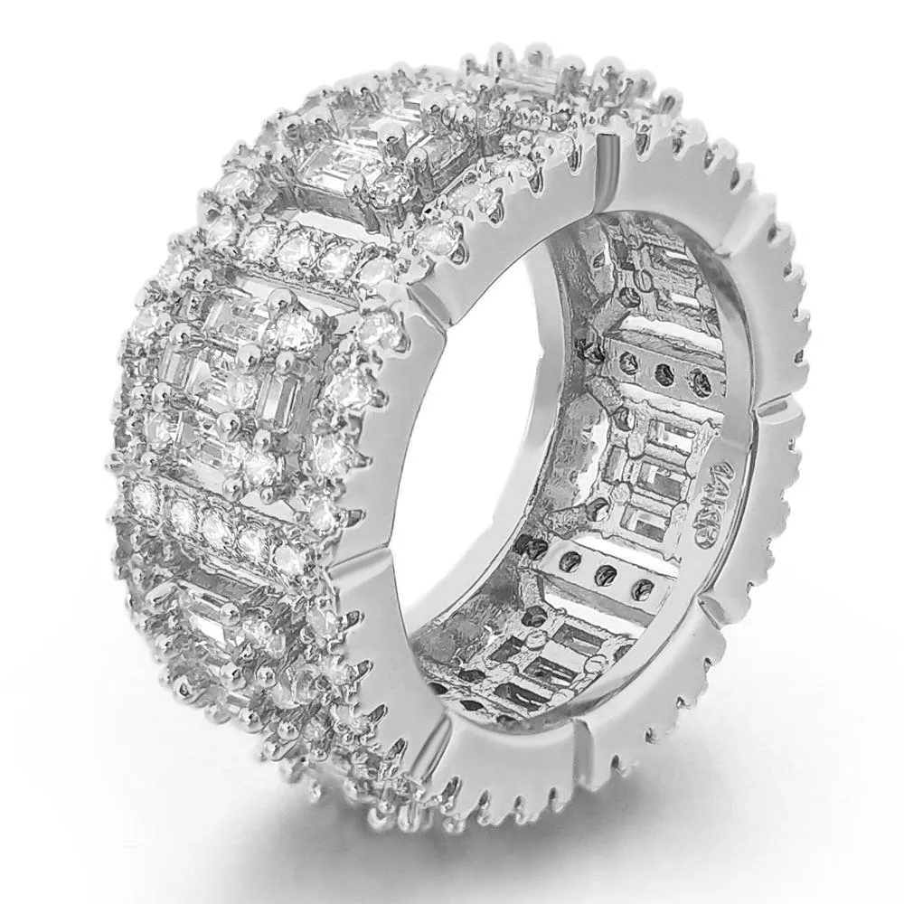 Baguette Cluster CZ Eternity Band Hip Hop Ring