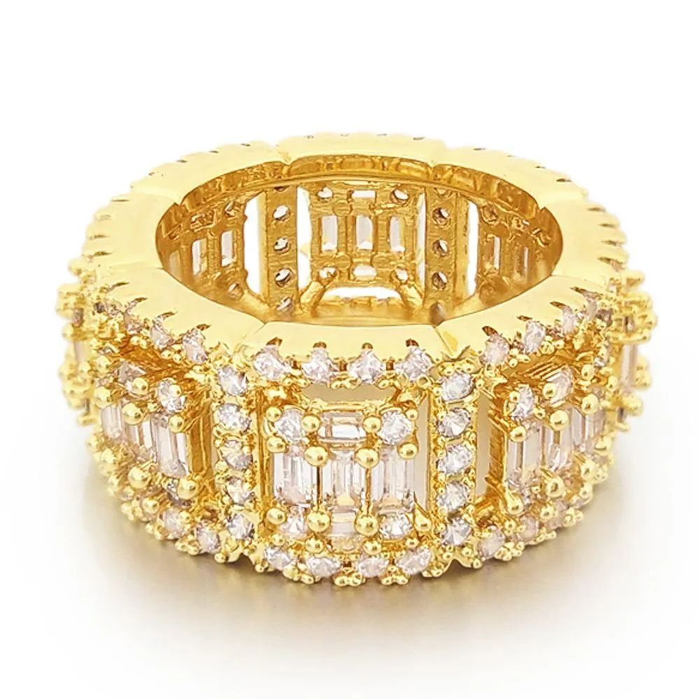 Baguette Cluster CZ Eternity Band Hip Hop Ring