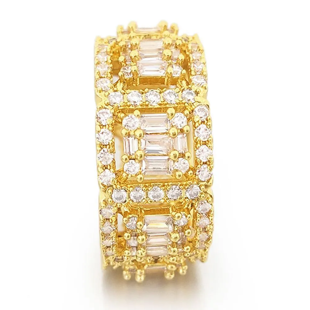 Baguette Cluster CZ Eternity Band Hip Hop Ring