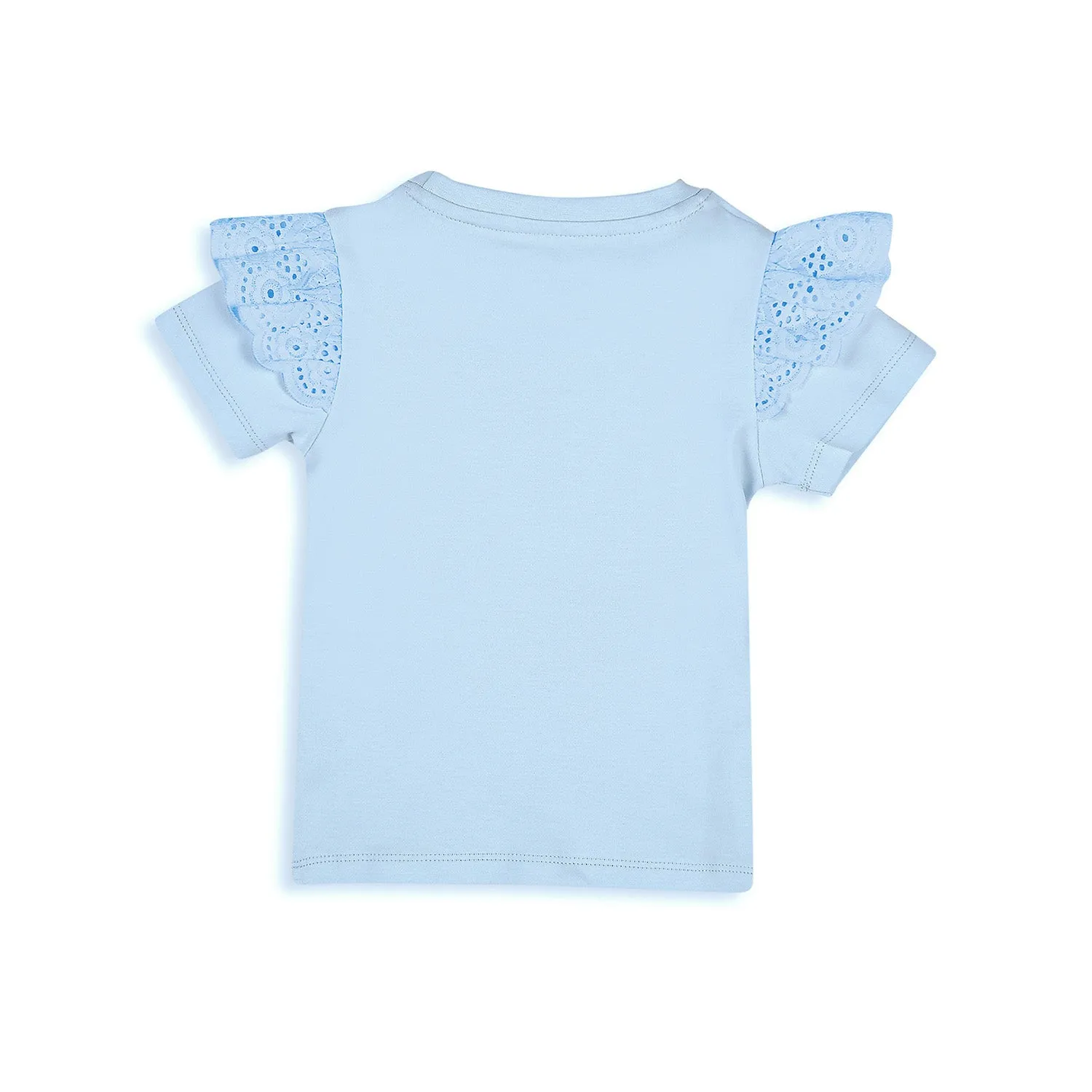 Be Cute Be Kind Puff Print Tee - Girls - Baby Blue