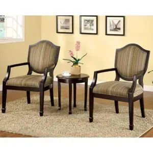 Bernetta II Transitional Set Of Table & Accent Chairs, Espresso Finish, Set Of 3