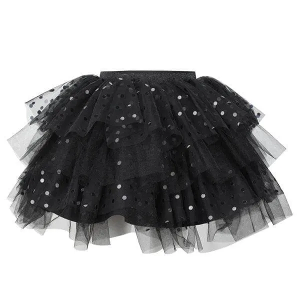 BLACK LAYERED NET SKIRT