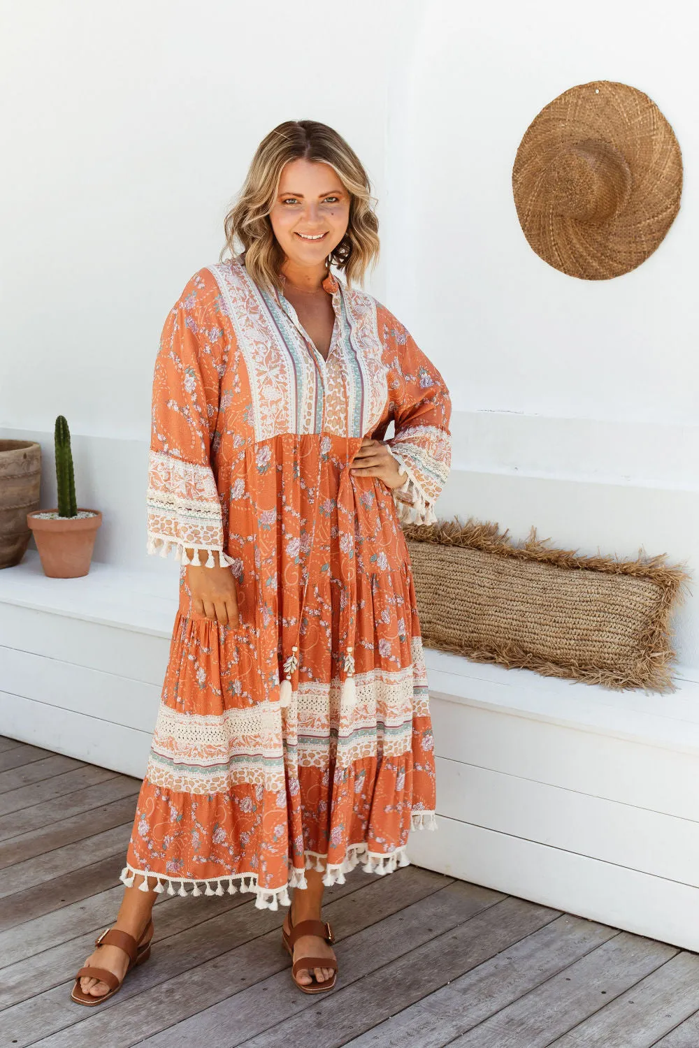 Boho Maxi Dress - Peach