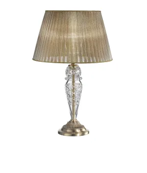 Brass Antique Brass Clear Crystal Organza Shade Table Lamp 1898/L-C