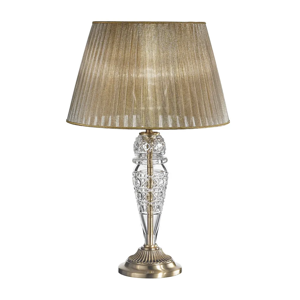 Brass Antique Brass Clear Crystal Organza Shade Table Lamp 1898/L-C