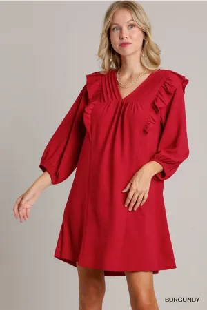 Burgundy Umgee Ruffle Dress