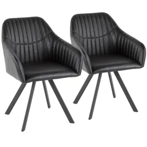 Clubhouse Contemporary Pleated Chair in Black Faux Leather by LumiSource - Set of 2