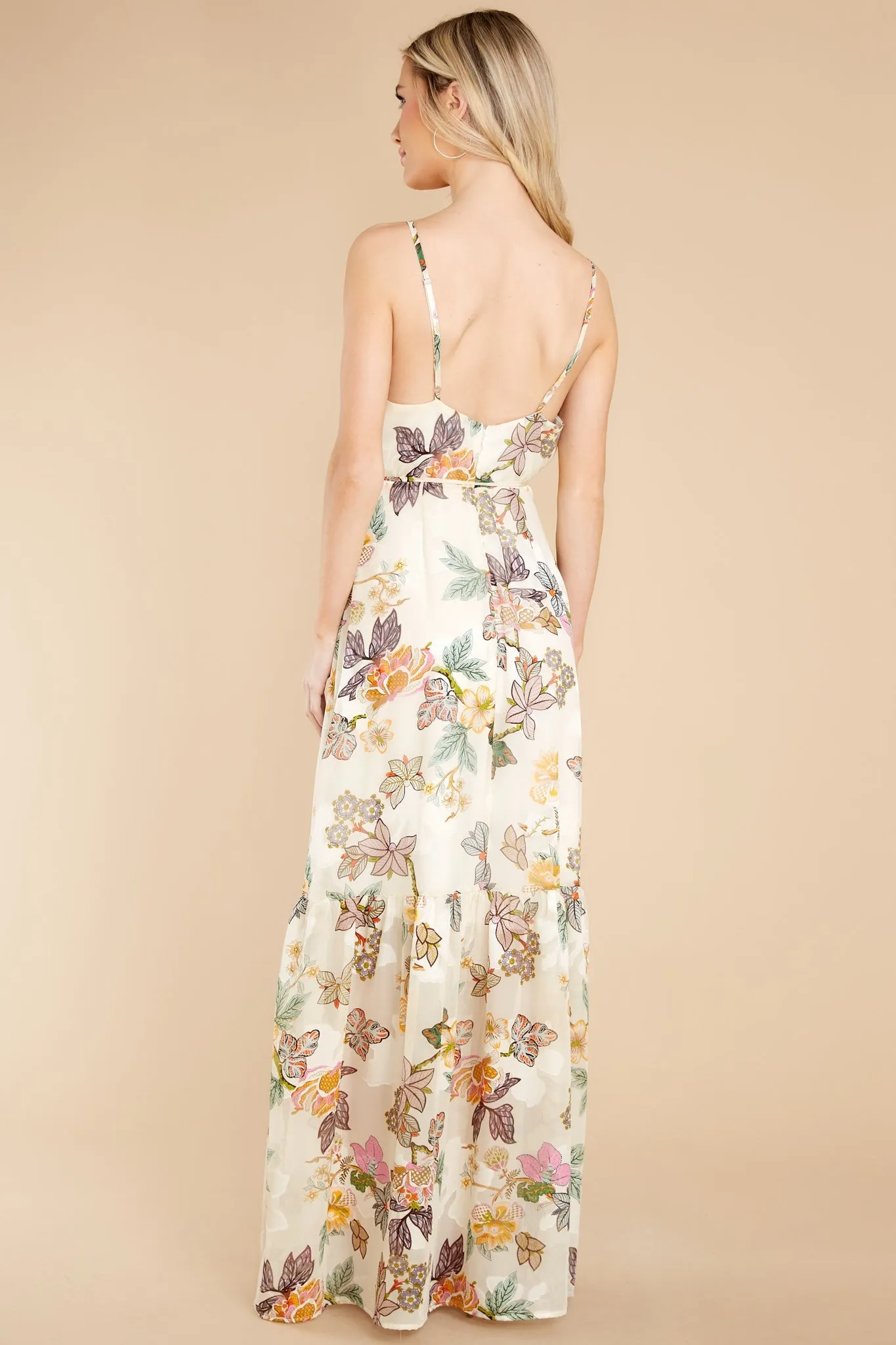 Command The Room Ivory Floral Print Maxi Dress