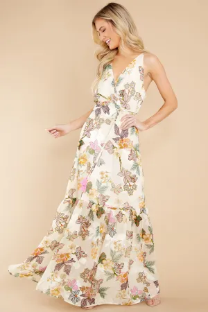 Command The Room Ivory Floral Print Maxi Dress