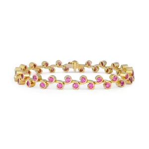 Contour Pink Sapphire and Yellow Gold Link Bracelet