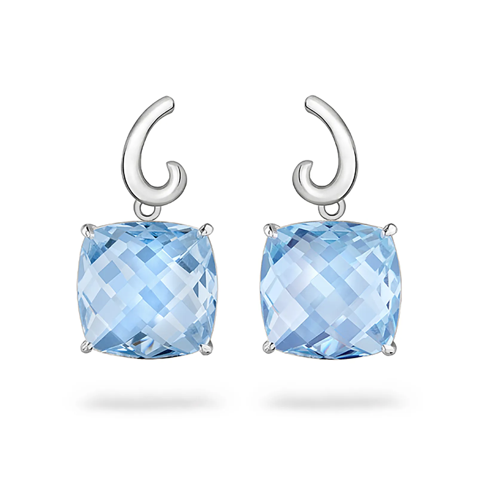 Contour Small Cushion Blue Topaz and Sterling Silver Earrings