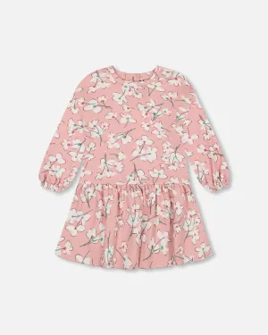 Deux par Deux Printed Pink Big Floral Dress