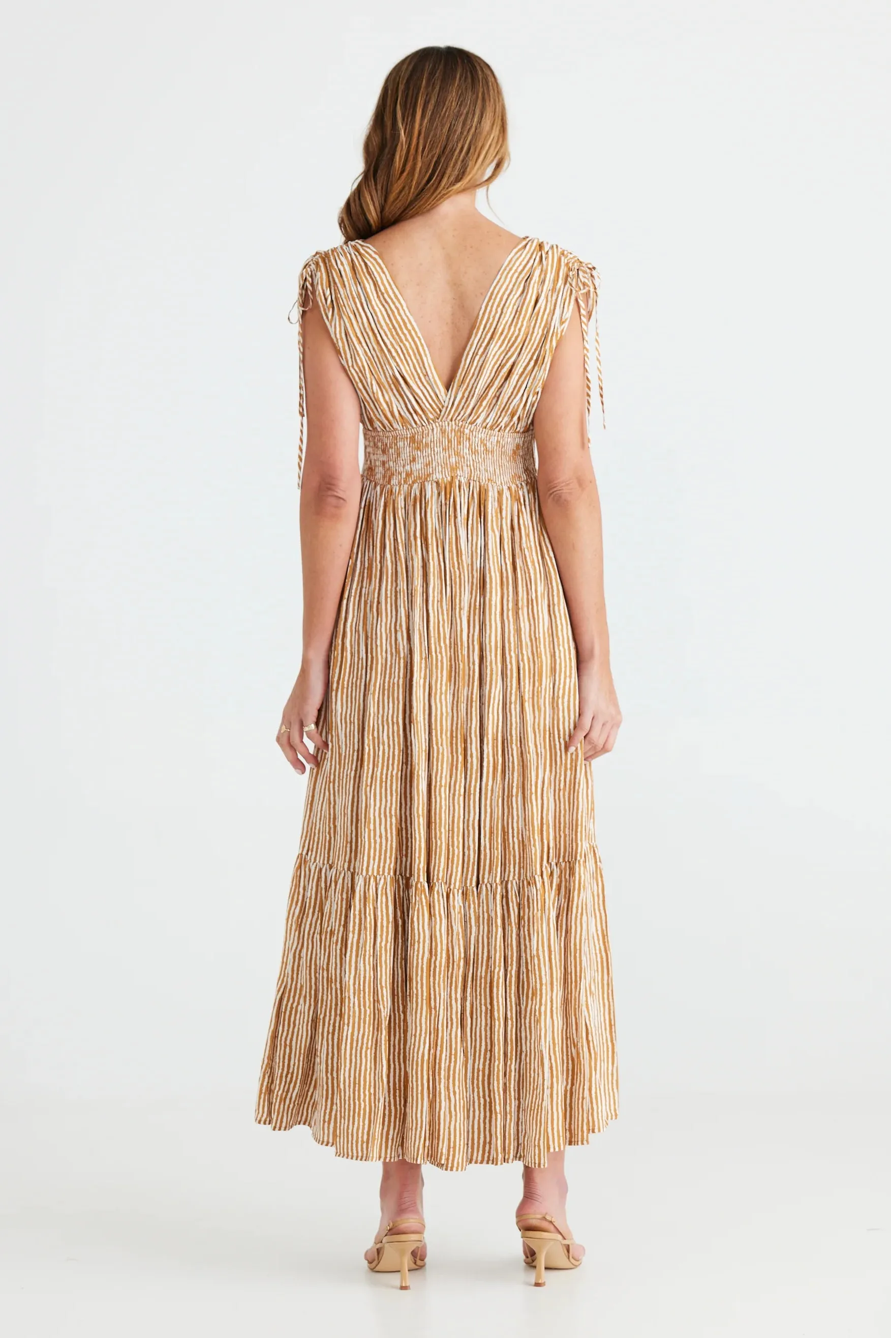 Ellody Dress in Tan Stripe