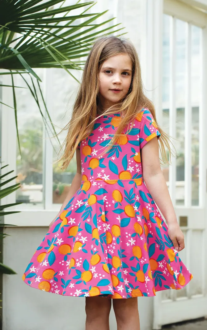 Frugi Summer Skater Dress - Orange Blossom