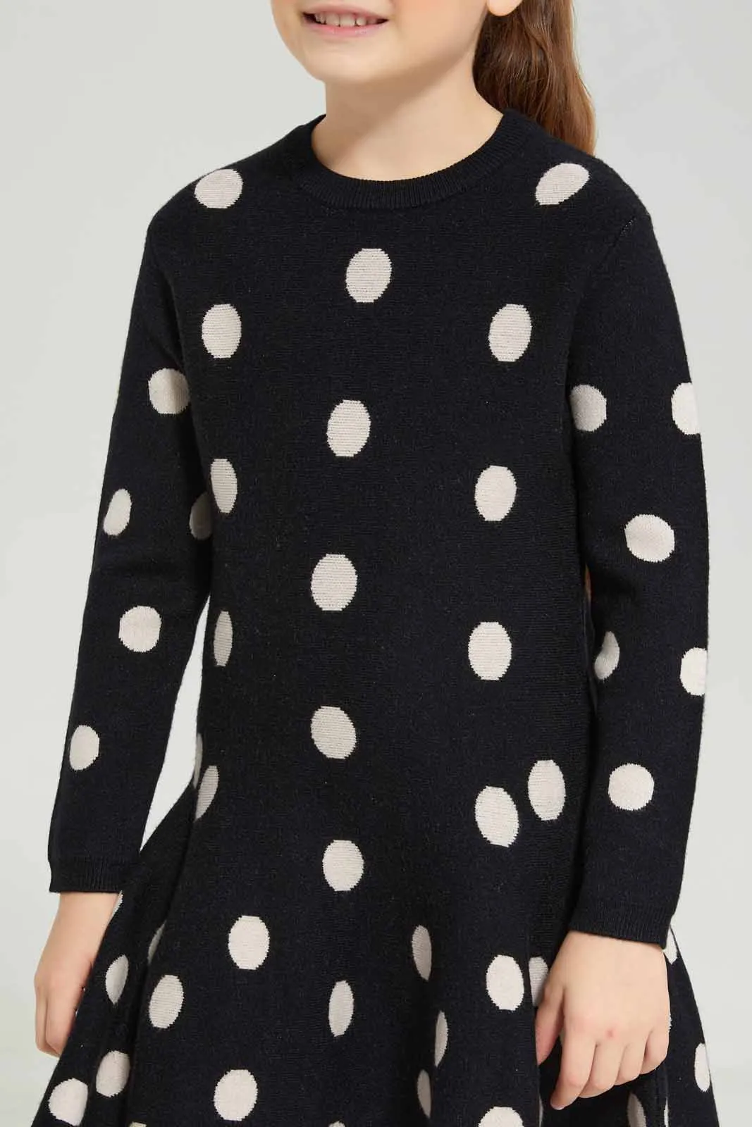 Girls Black Polka Dot Dress