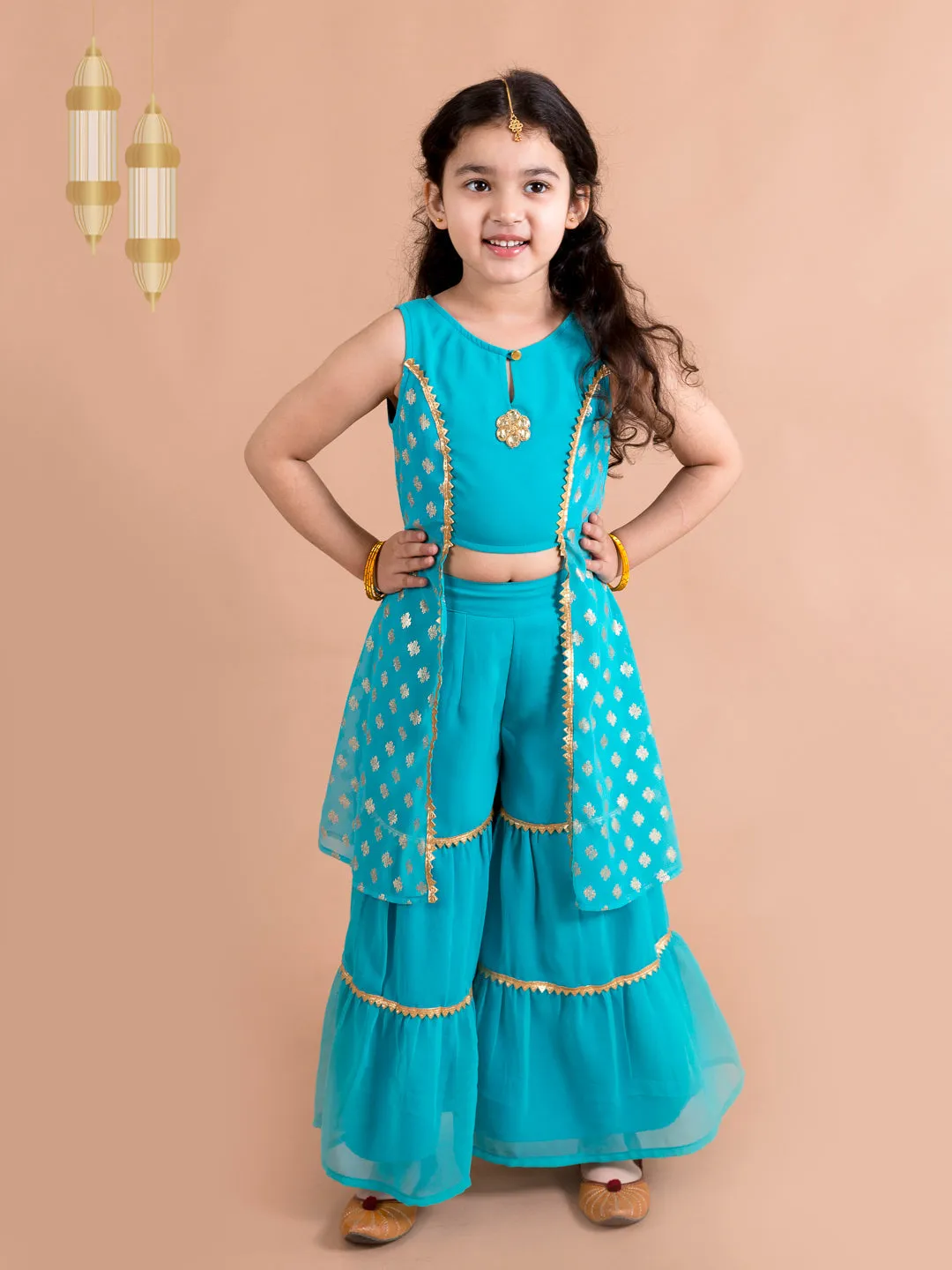 Girls High Slit Kurti With Skirt