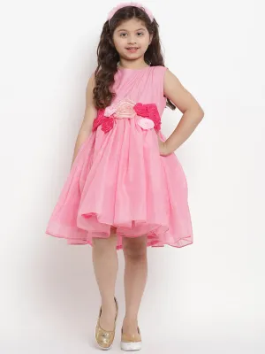 Girls Pink Layered Flared Dress